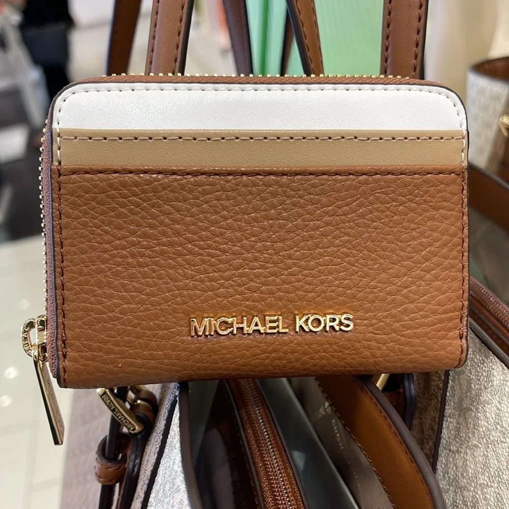 Michael Kors Jet Set Travel Md Zip Around Color-Block Wallet Card Case Luggage